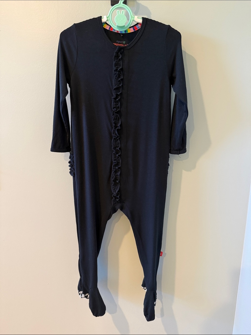 Magnetic Me 12-18m Black Ruffle Footed One-Piece